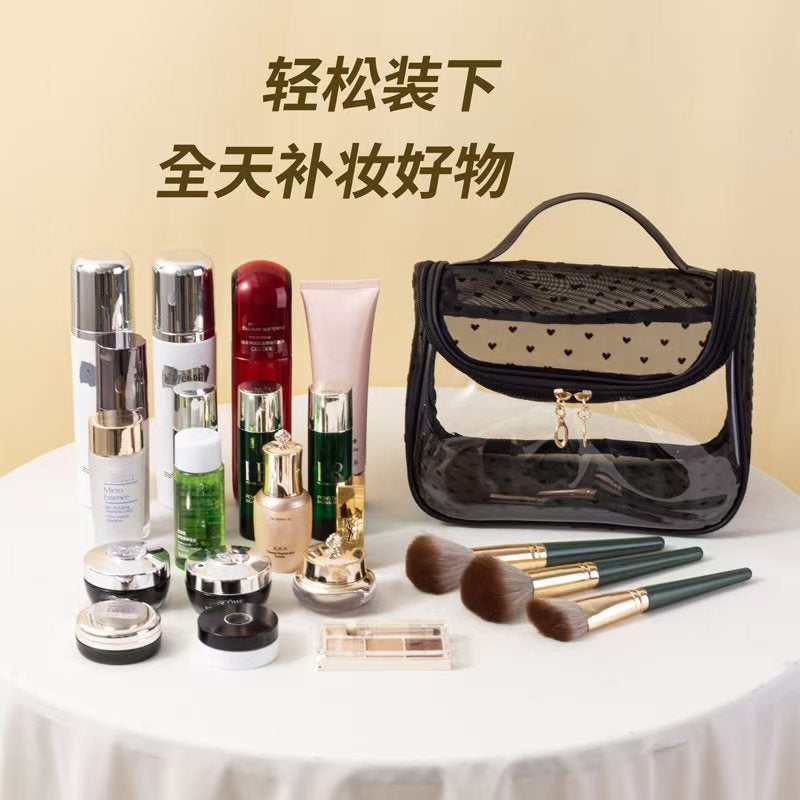 New Transparent Mesh Cosmetic Bag For Travel, Lightweight Bathing And Toiletry Bag, Student Organizing Cosmetics Bag, Handbag - Image 2